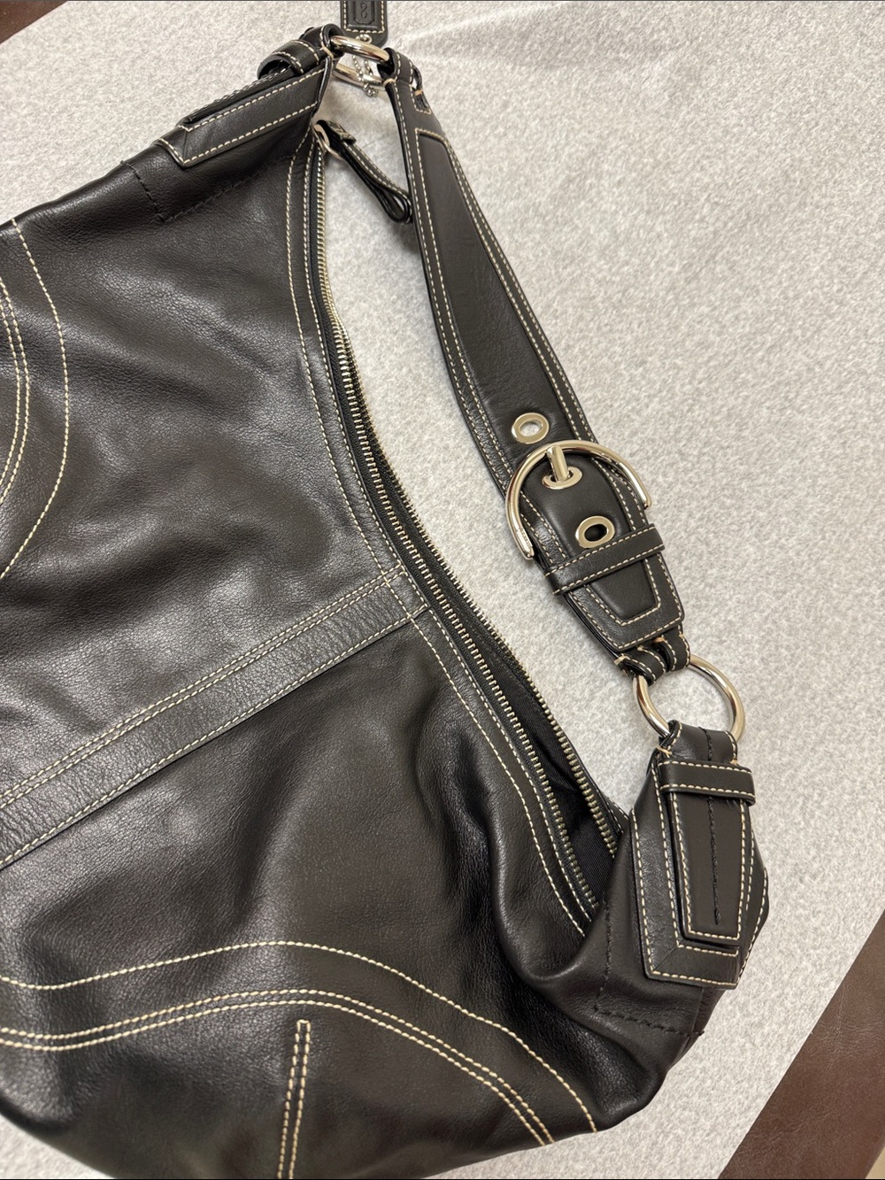 Vintage Y2K Coach Leather Soho Medium Hobo Shoulder Bag Black - Picture 10 of 13